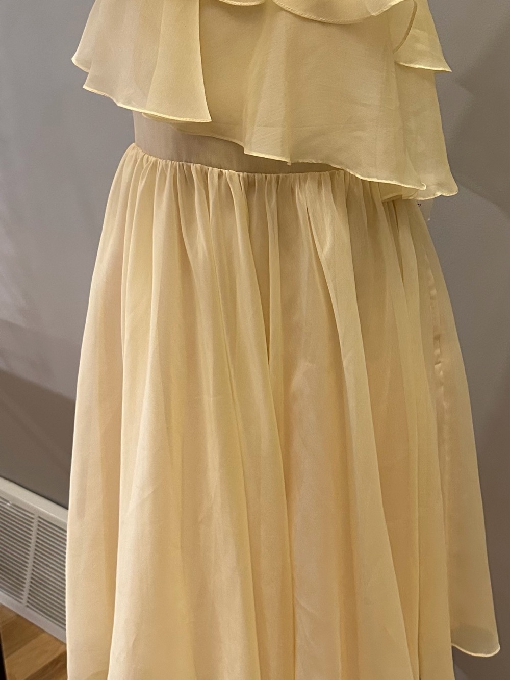 Chiffon Yellow Ruffle One Shoulder Dress - Picture 5 of 5